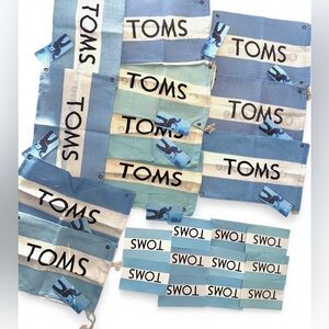 TOMS Toddler Size Blue, Cream, Dust/Shoe Bags Lot of 11 Bags & 11 Stickers NWT